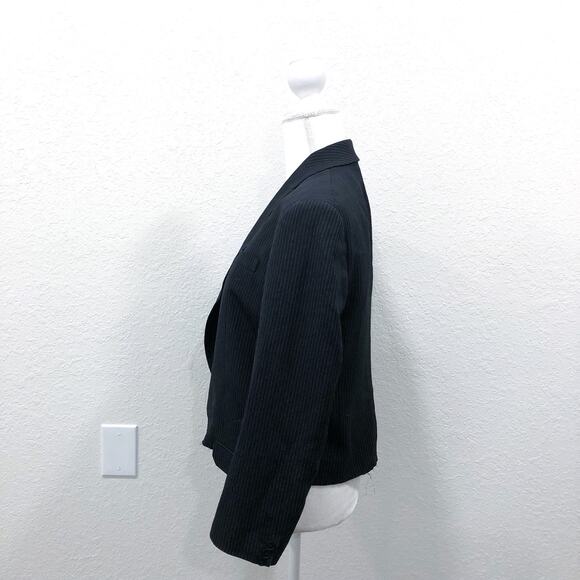 Helmut Lang Shawl Collar Crop Pinstripe Blazer - Picture 4 of 11